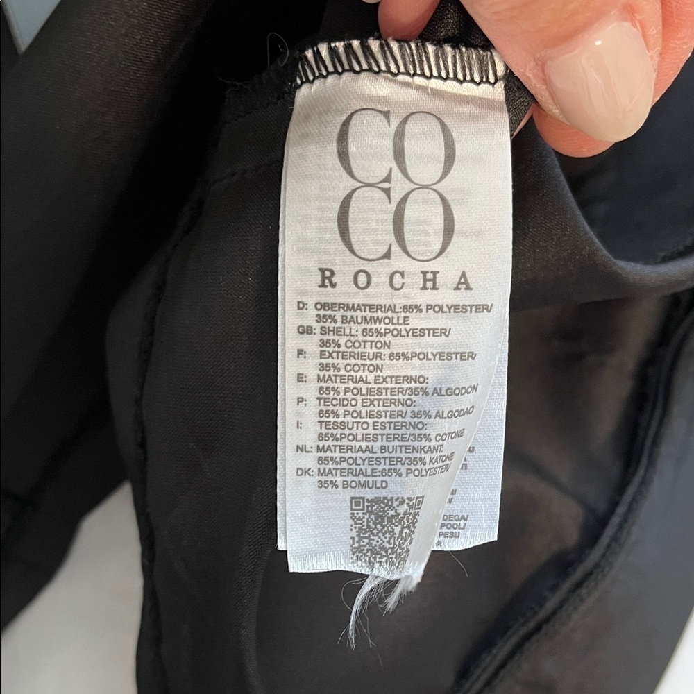 NWT COCO ROCHA Black Technical One Sleeve Cropped Zippered Satiny Blouse, Size M - Picture 14 of 14